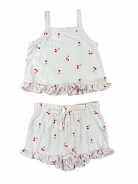 NORDSTROM Ruffle Cotton Cherry Print Tank and Shorts Set - 9M
